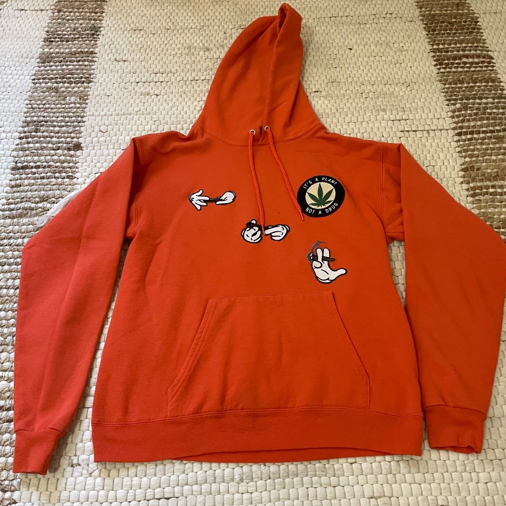 Orange Graphic Hoodie Its A Plant Not A Drug Marijuana 420 Stoner Sweatshirt